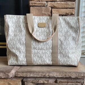 Michael Kors Cream and Tan Monogram Tote - Excellent Condition